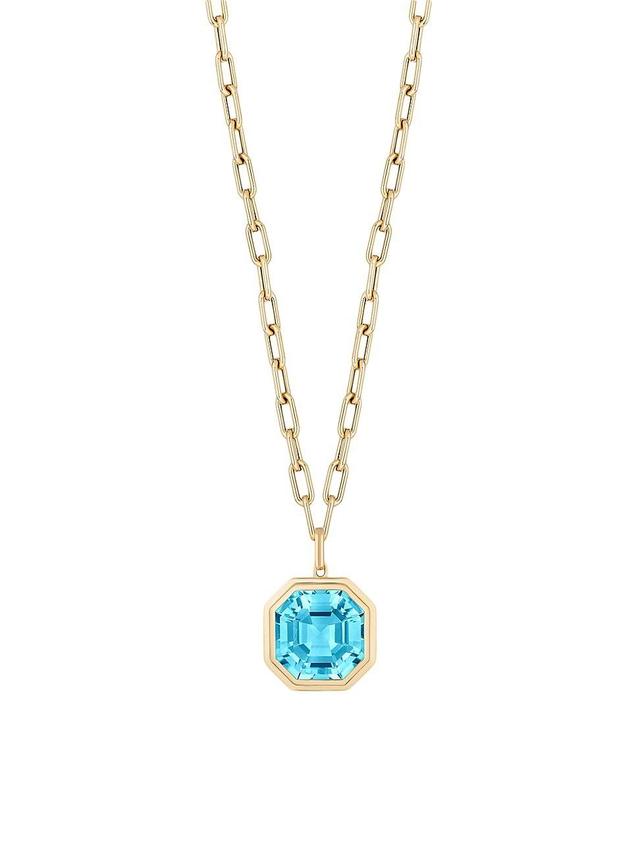 Womens Manhattan 18K Yellow Gold & Blue Topaz Pendant Necklace Product Image