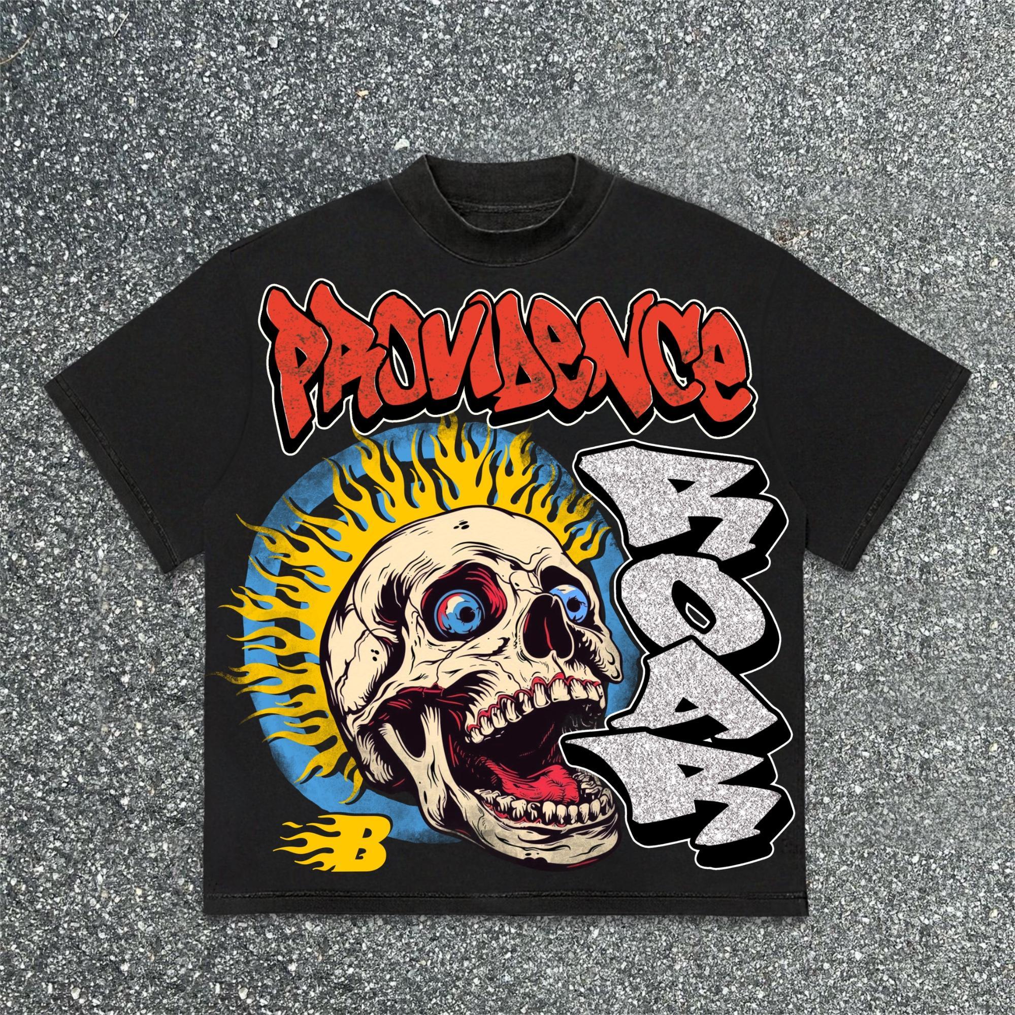 Hellstar Roaring Skull Make Old Graphics Cotton T-Shirt Product Image