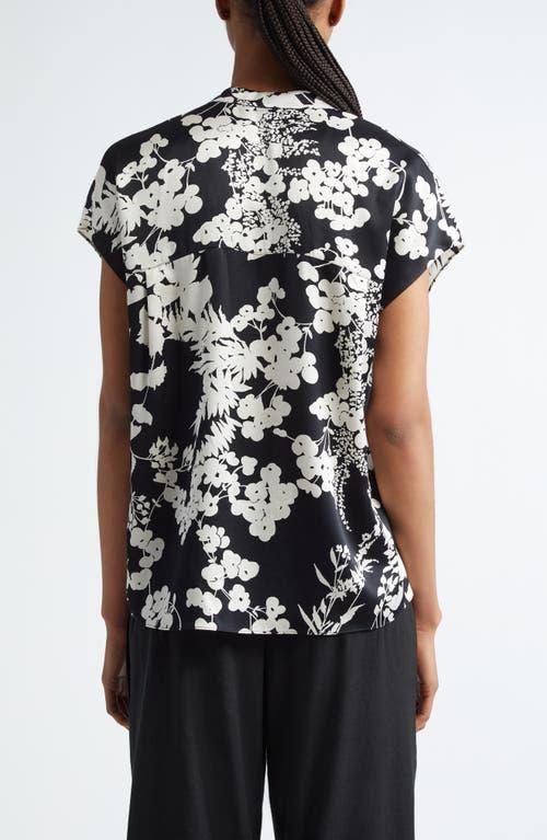 Arboretum Floral Silk Top In Black Product Image