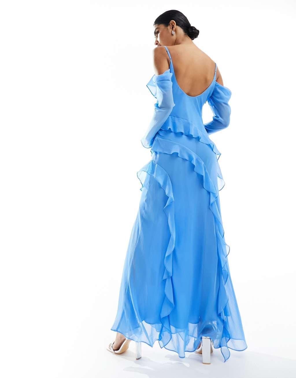 Ever New long sleeve sheer ruffle maxi dress Product Image