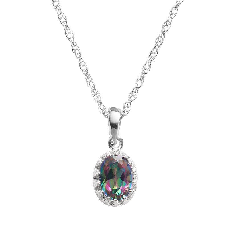 Designs by Gioelli Sterling Silver Rainbow Quartz Oval Pendant, Womens Multicolor Product Image