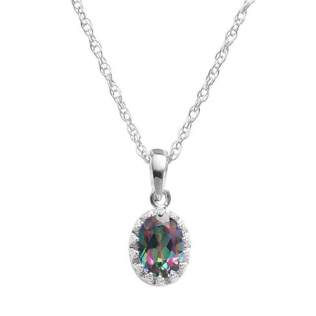 Designs by Gioelli Sterling Silver Rainbow Quartz Oval Pendant, Womens Multicolor Product Image