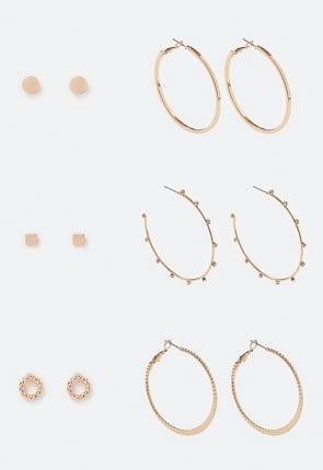 6-Pairs Pack Alia Mixed Studs and Hoops Earrings Product Image