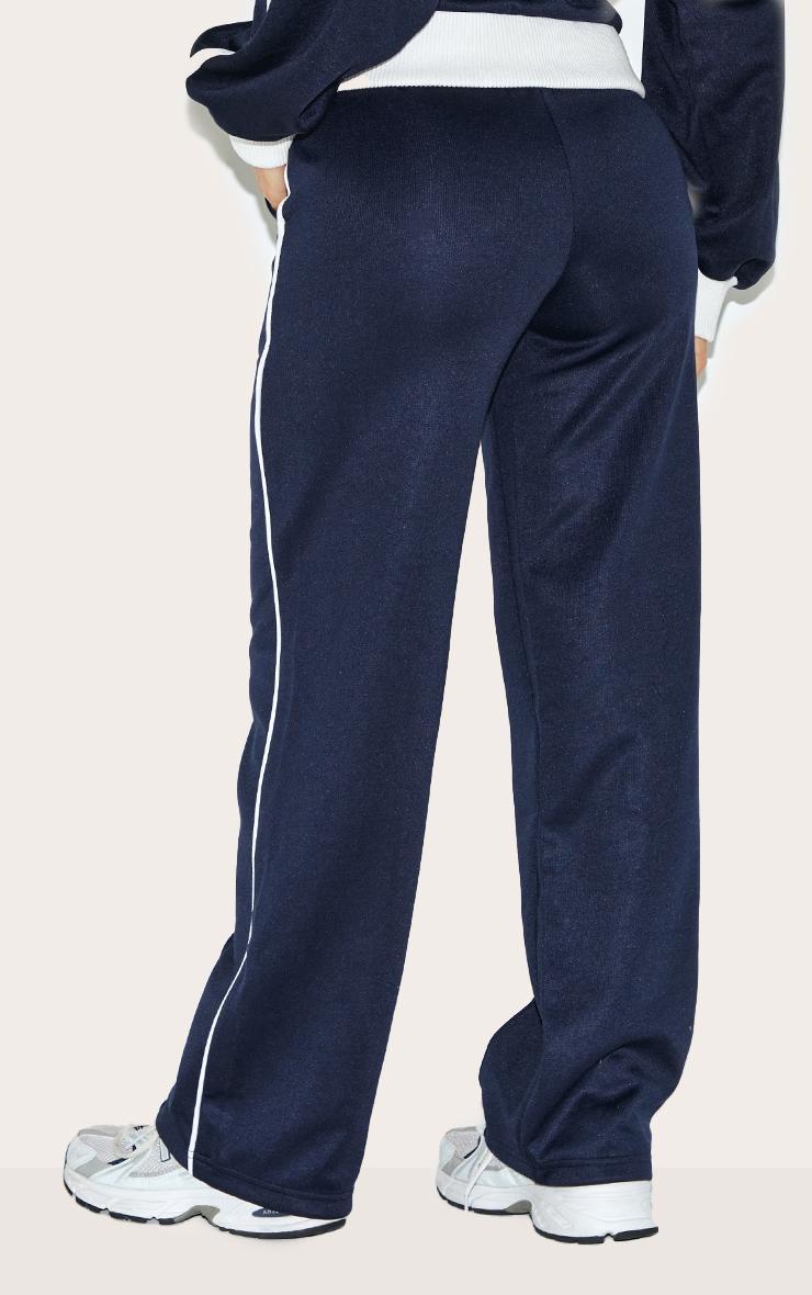 Petite Navy Contrast Detail Straight Leg Sweatpants Product Image