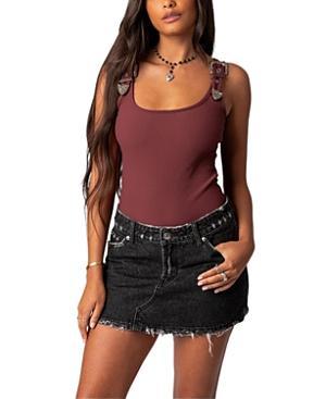 EDIKTED Laney Rib Buckle Strap Bodysuit Product Image