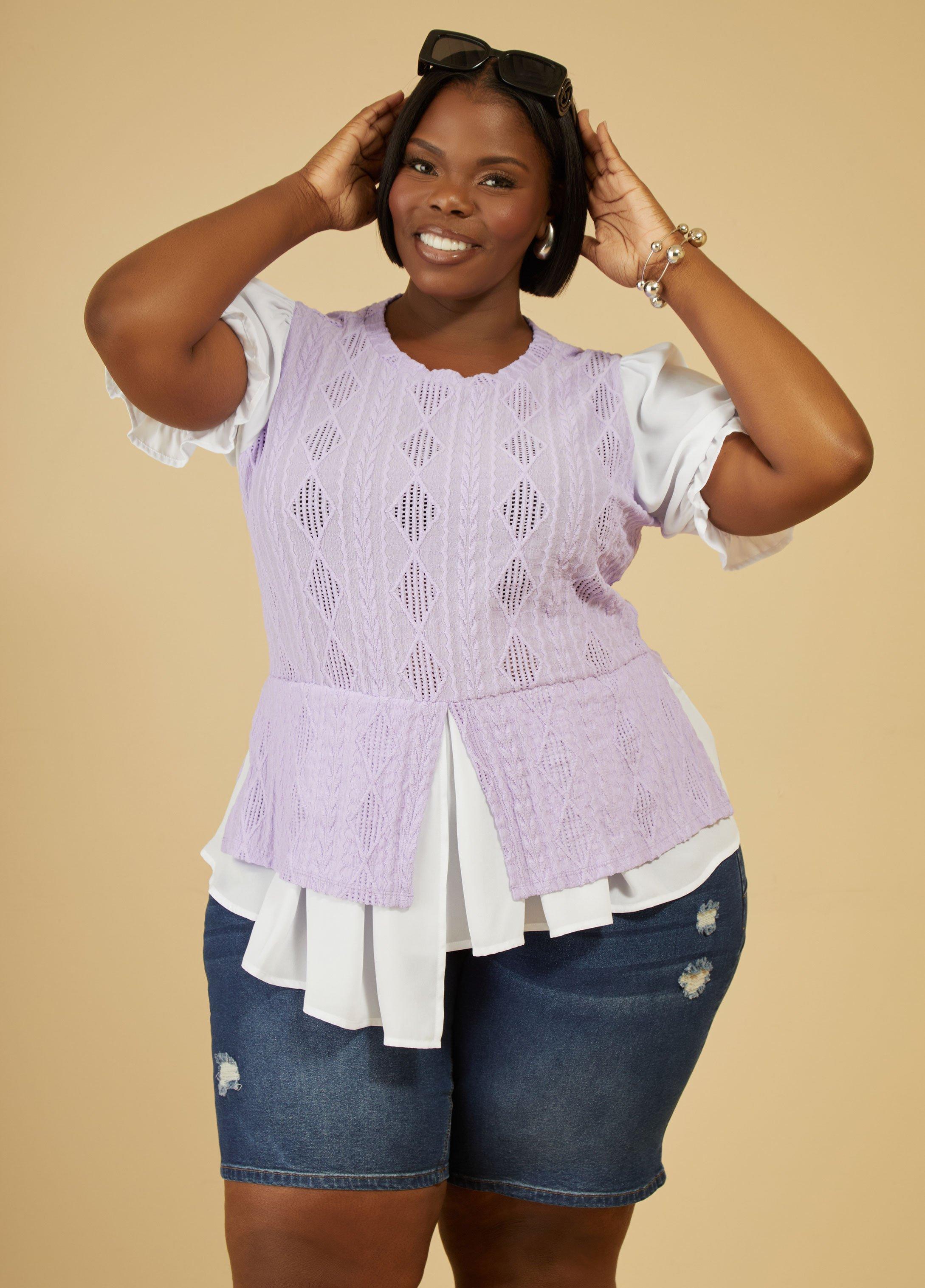 Plus Size Textured Knit Layered Top Ashley Stewart Product Image