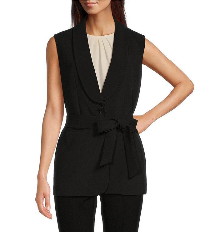 Anne Klein Stretch Shawl Collar Tie Front Vest Product Image