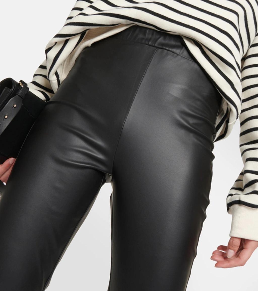 MAX MARA Leisure Zefir Faux Leather Straight Pants In Black Product Image