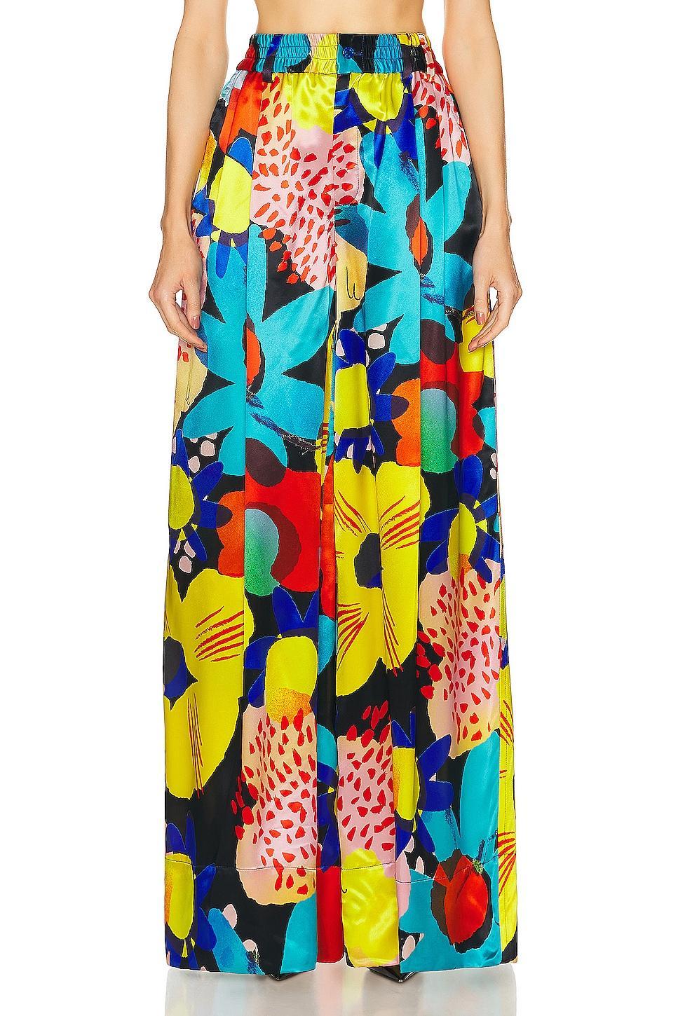 Christopher John Rogers Petunia Floral Wide Leg Trouser Teal. (also in M). Product Image