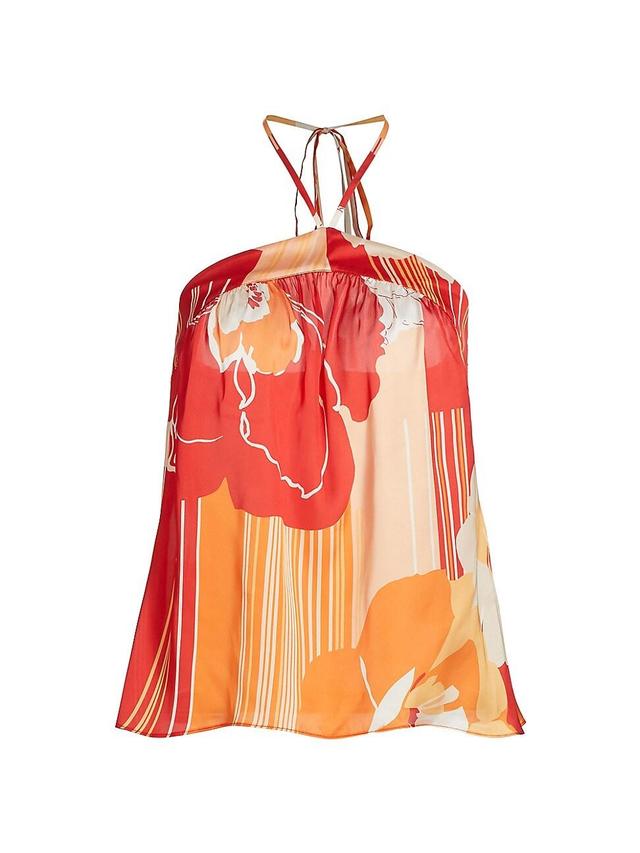 Womens Eunice Floral Satin Halter Top Product Image