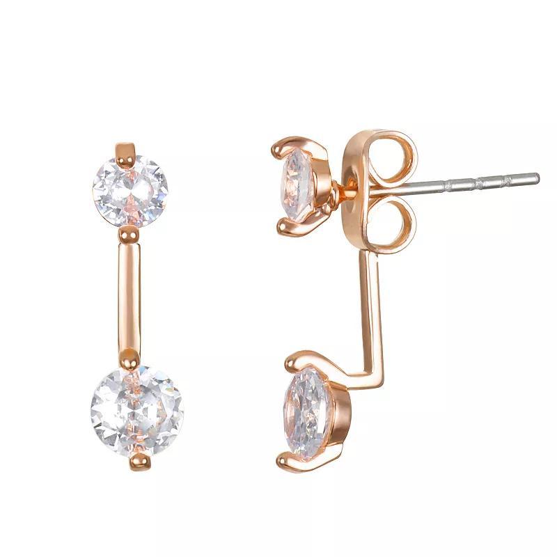 Emberly Rose Gold Tone Cubic Zirconia Front Back Earrings, Womens, Clear Product Image