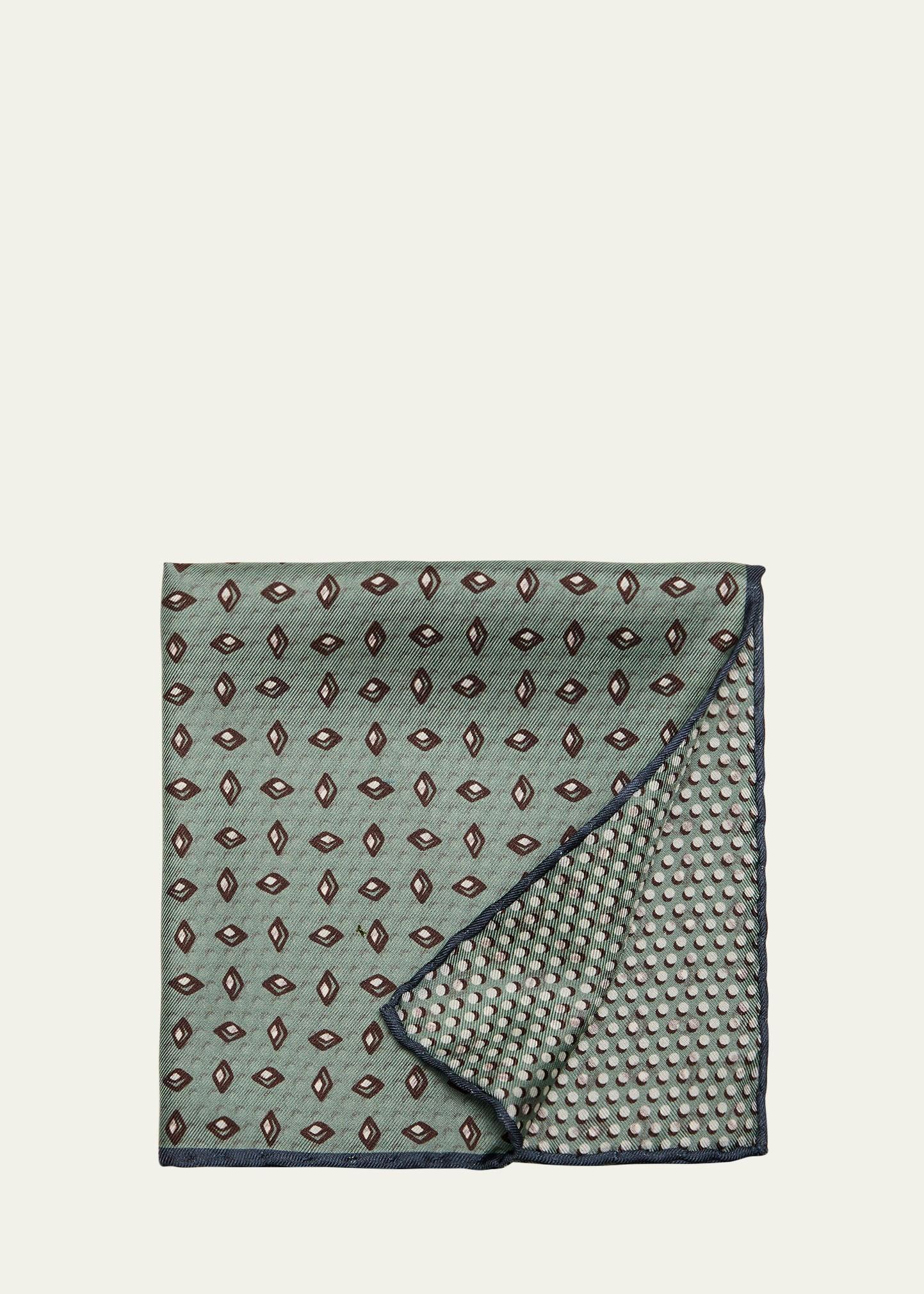 Mens Silk Geometric Double-Face Pocket Square Product Image