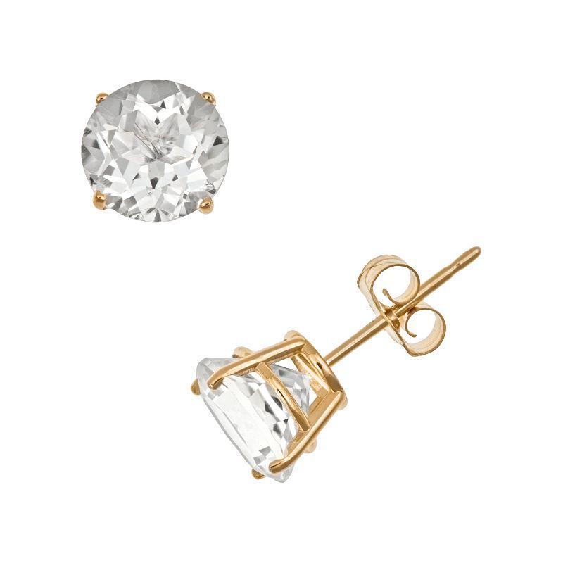 Celebration Gems 14k Gold White Topaz Stud Earrings, Womens Product Image