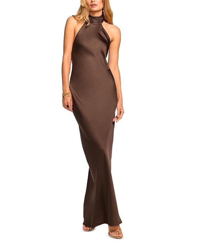 Ramy Brook Tatiana Halter Neck Satin Gown Product Image