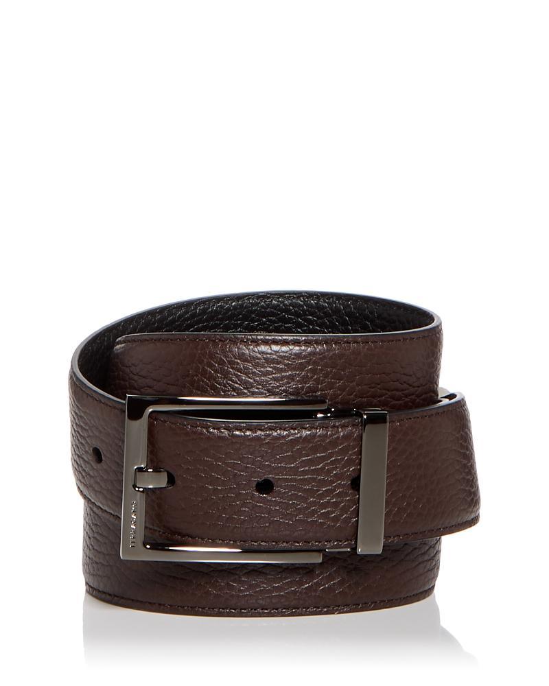 Mens Double Adjustable Square-Buckle Leather Belt Product Image