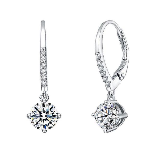 Stella Valentino Sterling Silver Lab-Created Moissanite Drop Huggie Hoop Earrings, Womens Product Image