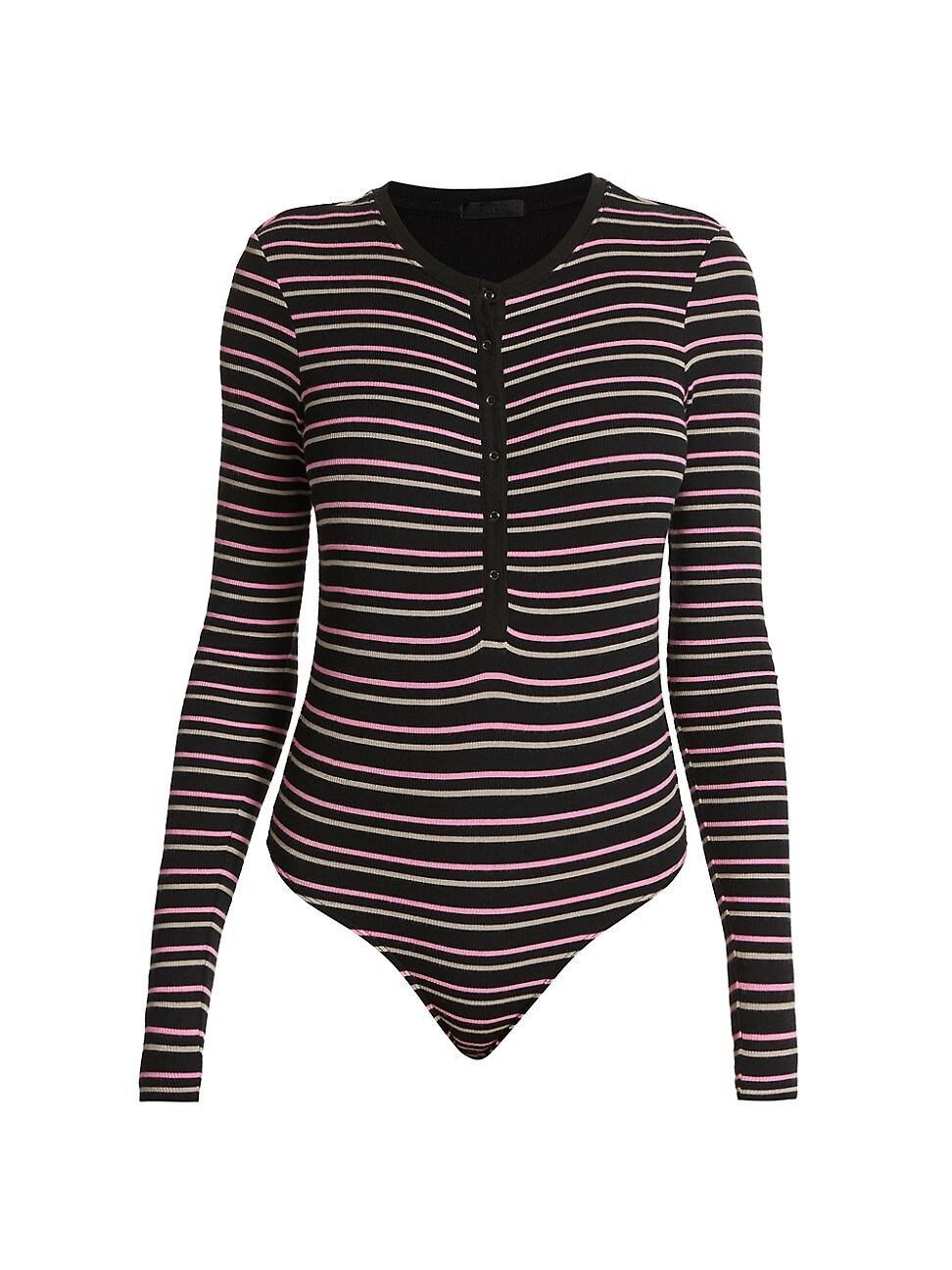 Striped Henley Bodysuit Product Image