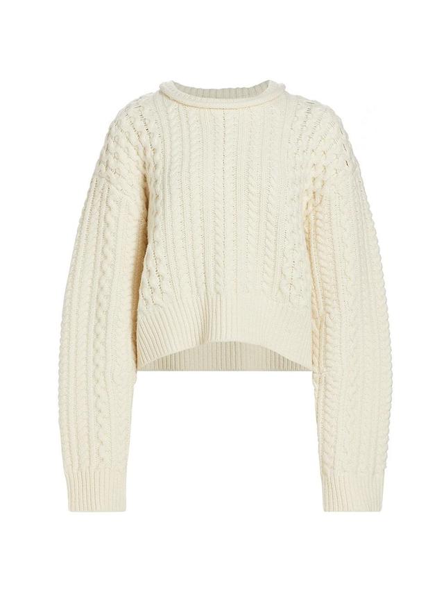 Womens Cable-Knit Wool Sweater Product Image