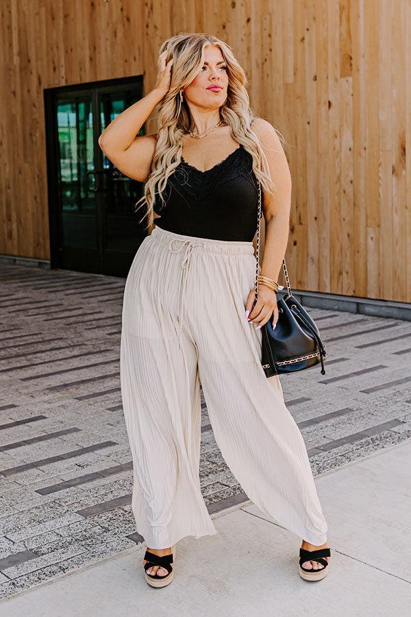 Summer In Malibu Pleated Pants In Cream Curves Product Image