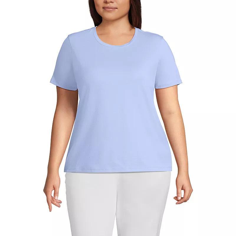 Plus Size Lands End Relaxed Supima Cotton Crewneck Tee, Womens Mint Ivory Product Image