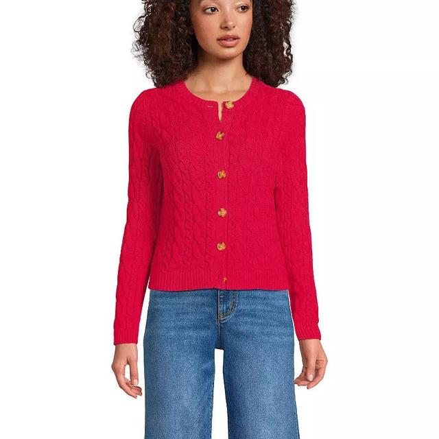 Womens Lands End Cotton Drifter Cable Cardigan Sweater Product Image