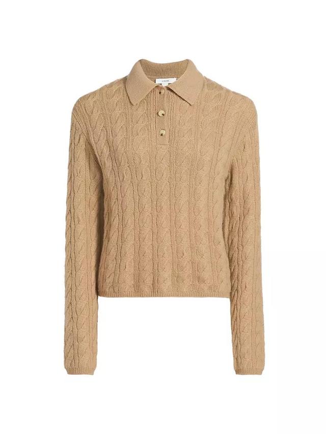 Wool & Cashmere Cable-Knit Polo Sweater Product Image