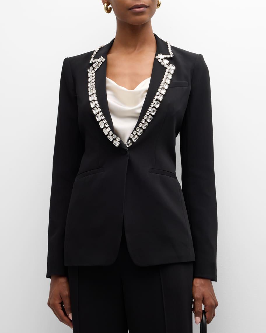 Rhinestone Chain Karlie Crepe Blazer Product Image