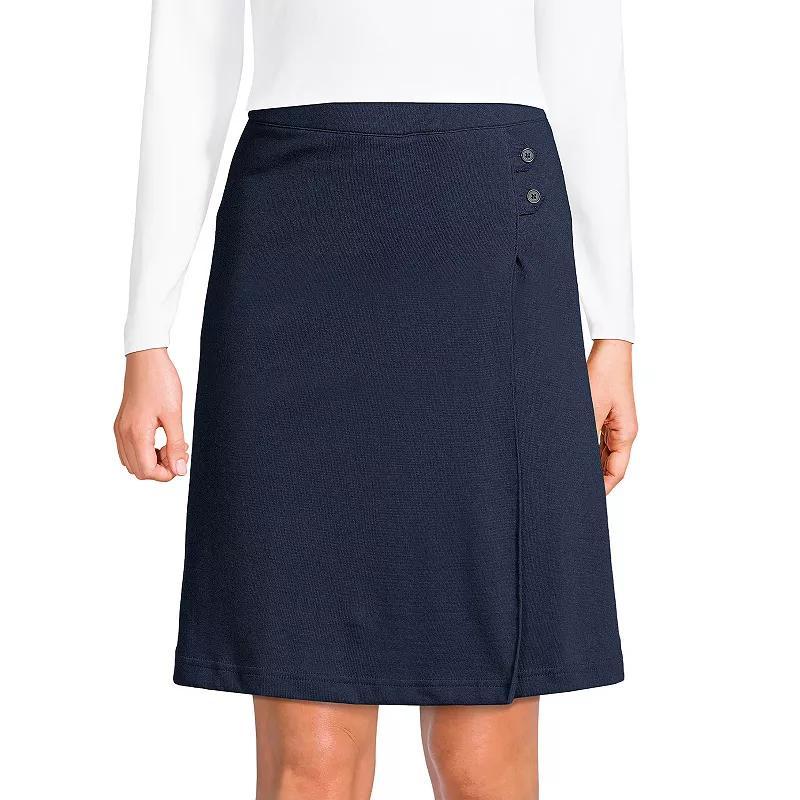 Womens Lands End School Uniform Knit 2-Button Wrap Skort Classic Blue Product Image