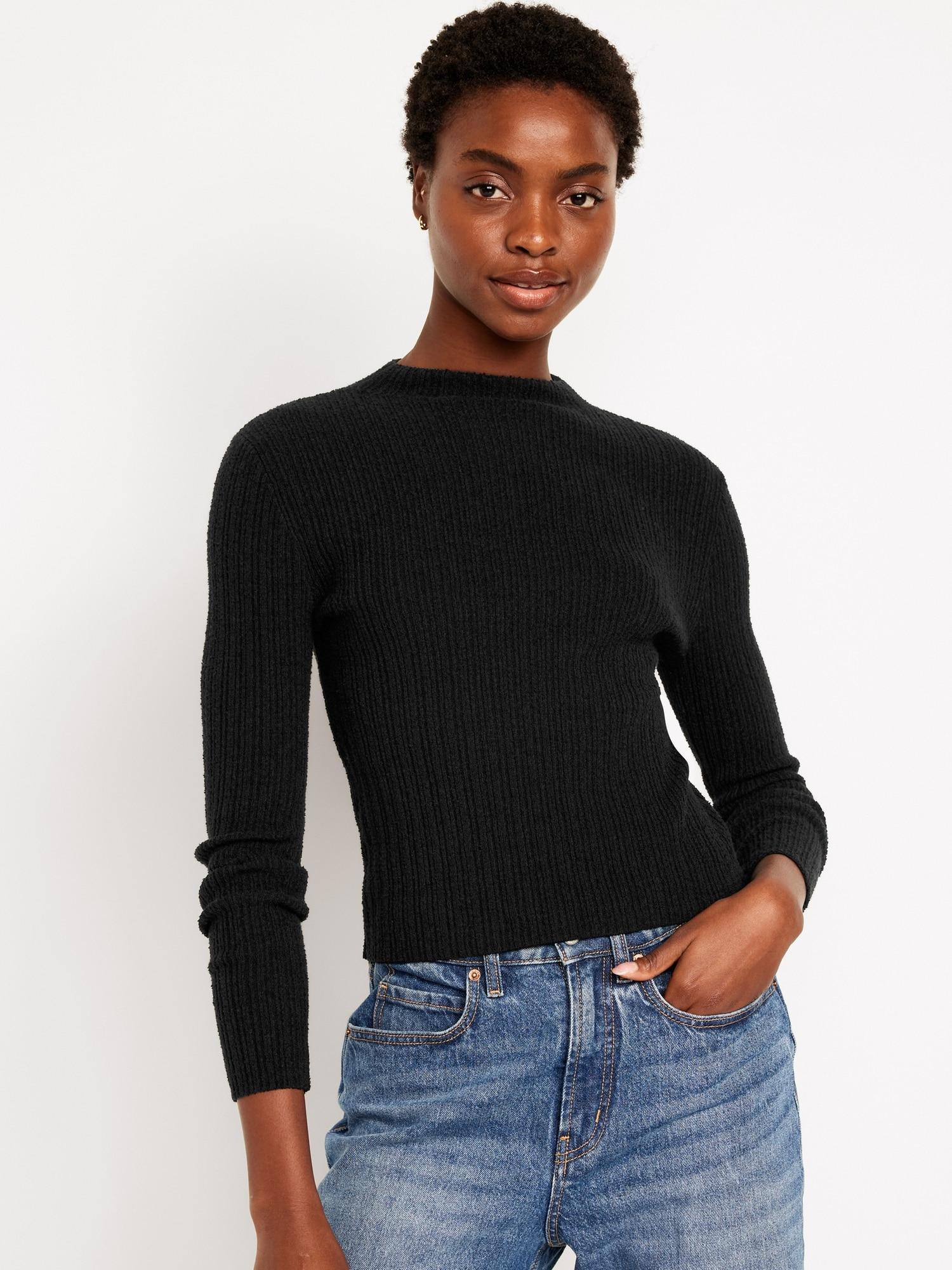 Rib-Knit Cropped Sweater for Women Product Image