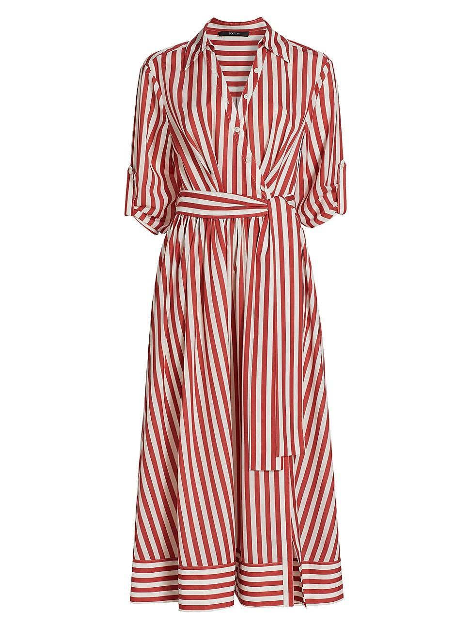 Womens Eva Stripe Wrap Midi Shirtdress Product Image