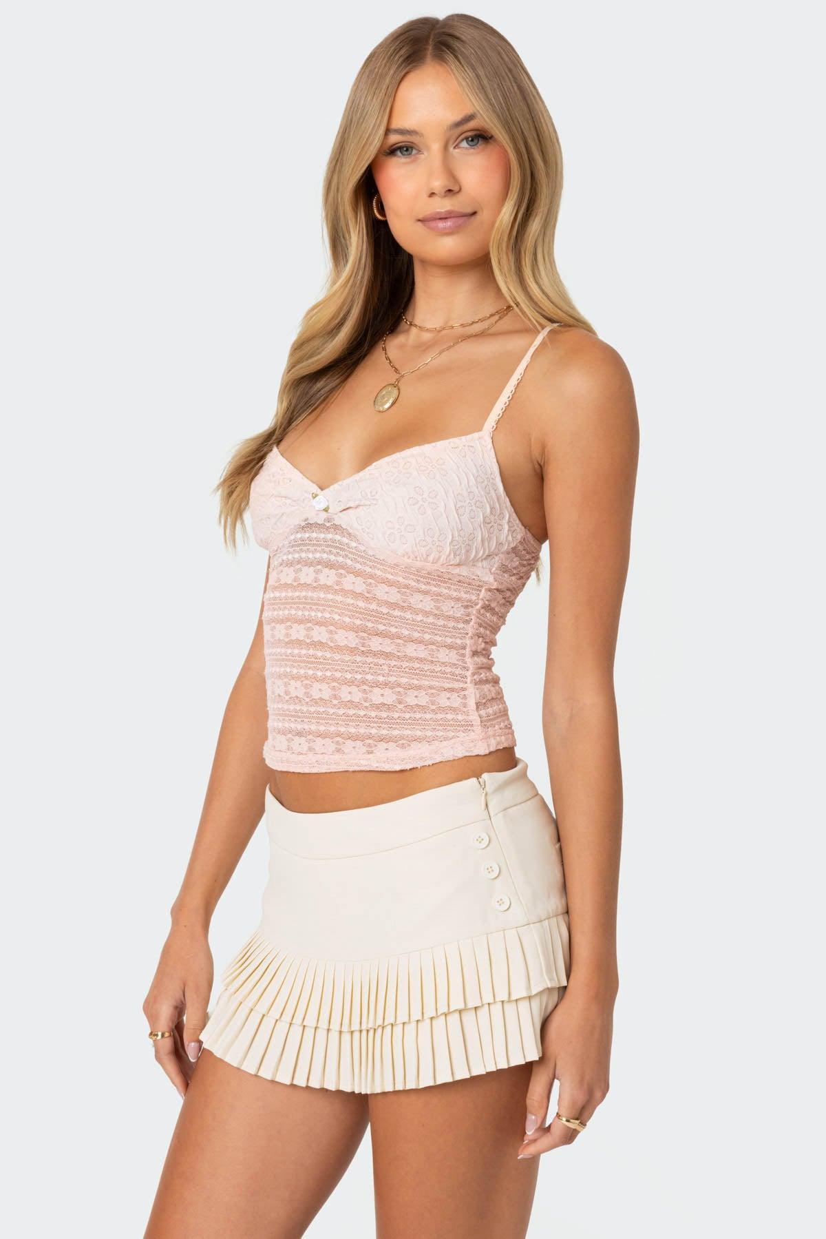 Tuesday Textured Lace Tank Top Product Image