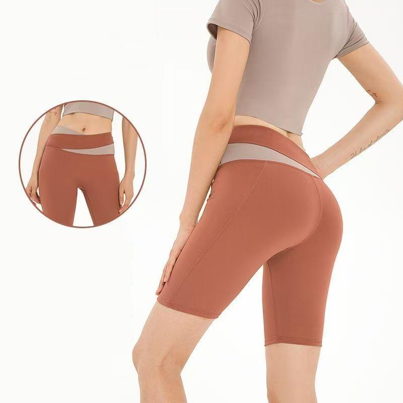 High Waist Two Tone Yoga Shorts Product Image