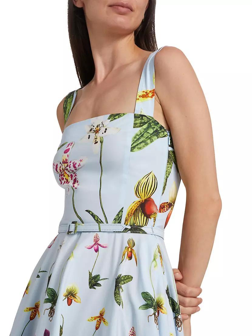 Floral Cotton Belted Midi-Dress Product Image