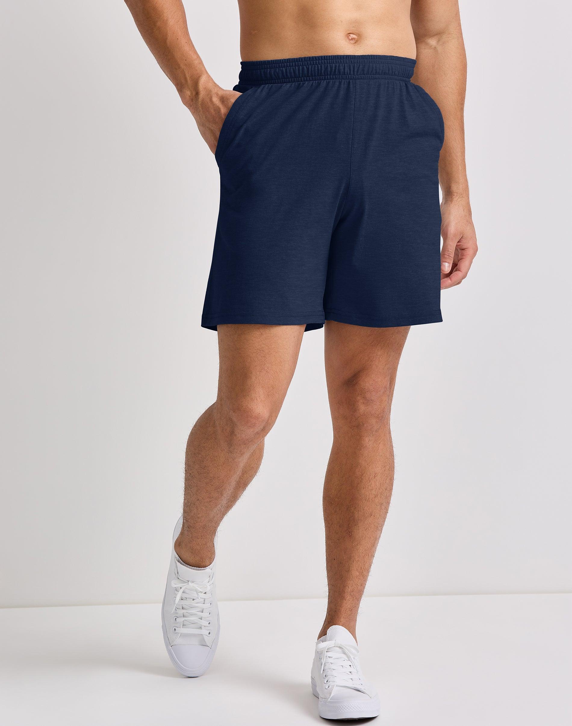 Mens Hanes Tri-blend Jersey Shorts Athletic Navy Grey Product Image