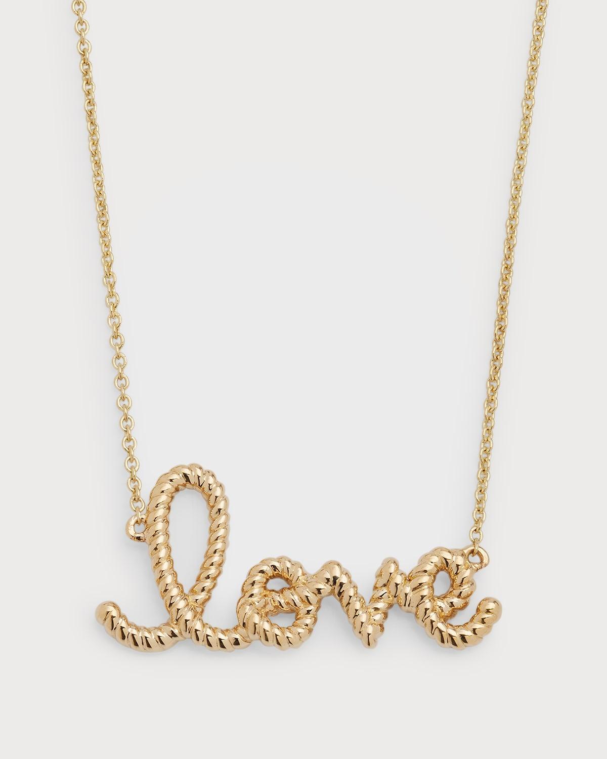 Womens Medium Love Script 14K Yellow Gold Rope Necklace Product Image