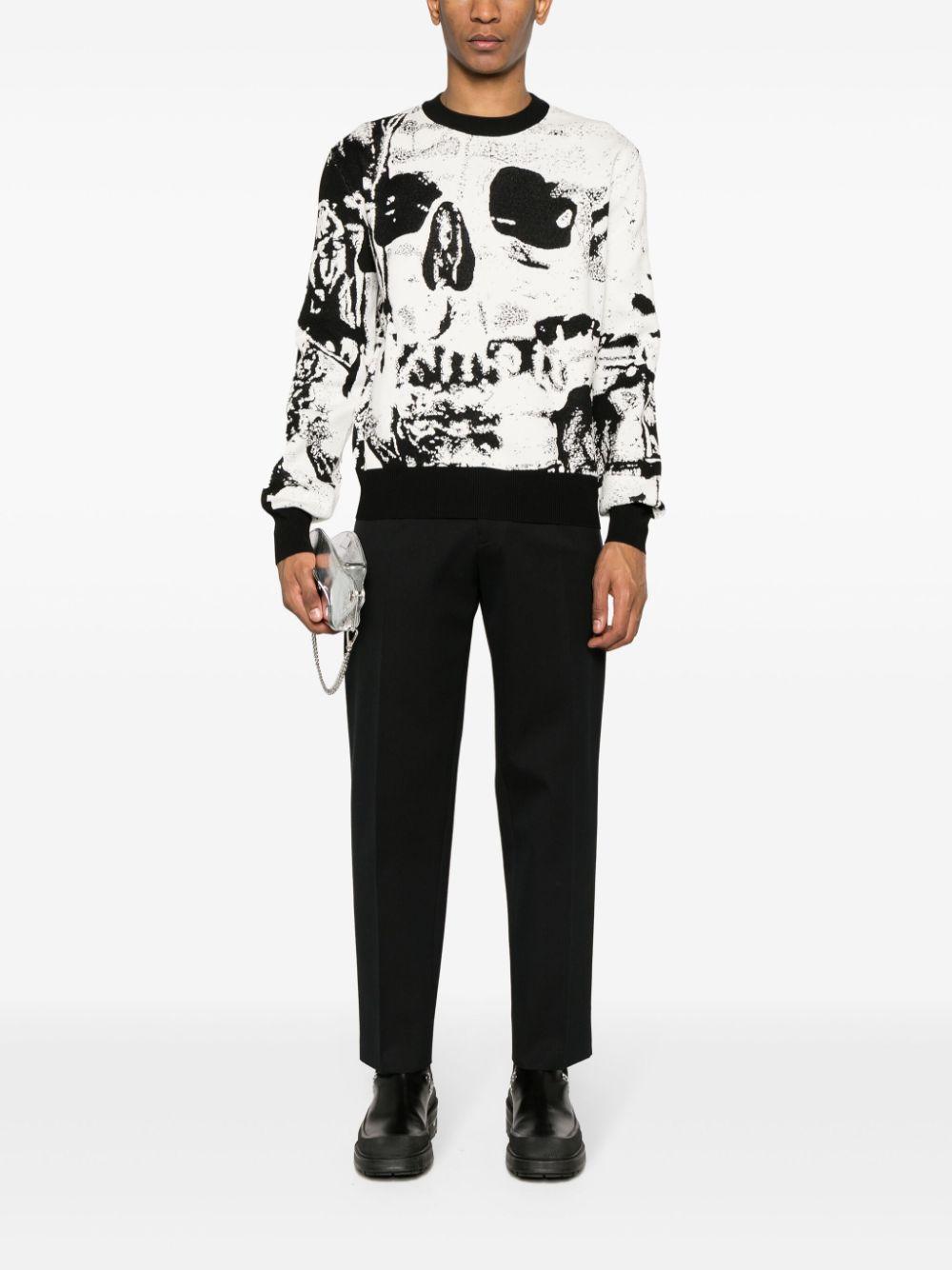 Fold Skull Jacquard Jumper In Ivory/black Product Image