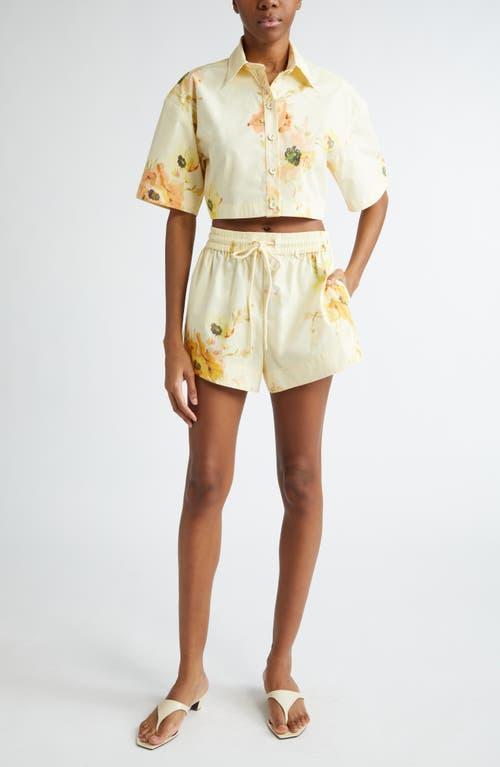 ZIMMERMANN Lightburst Cropped Floral Cotton Shirt In Yellow Product Image