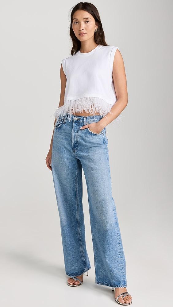 Cinq à Sept Cropped Feather Tee | Shopbop Product Image