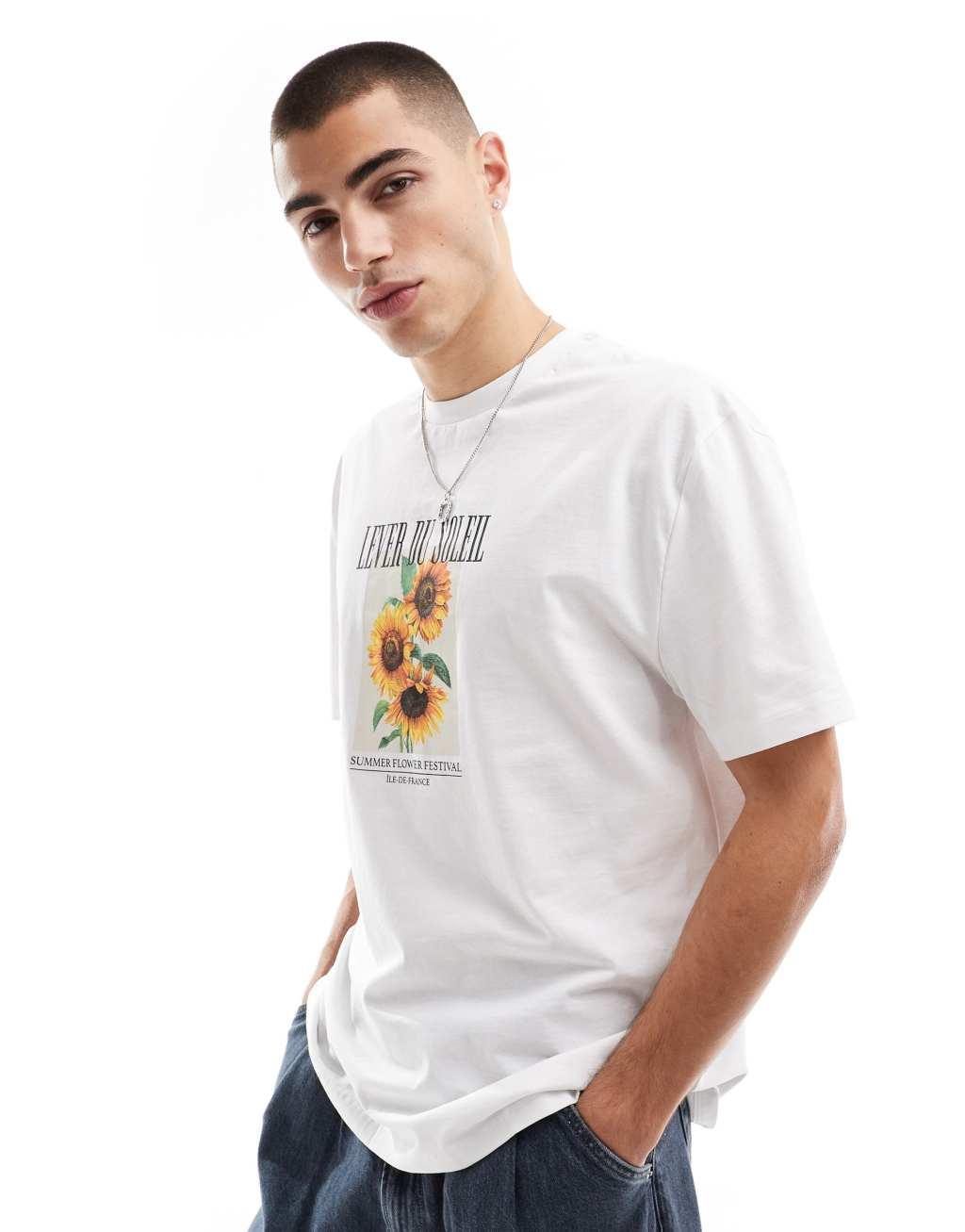 ASOS DESIGN oversized t-shirt in white with front print Product Image