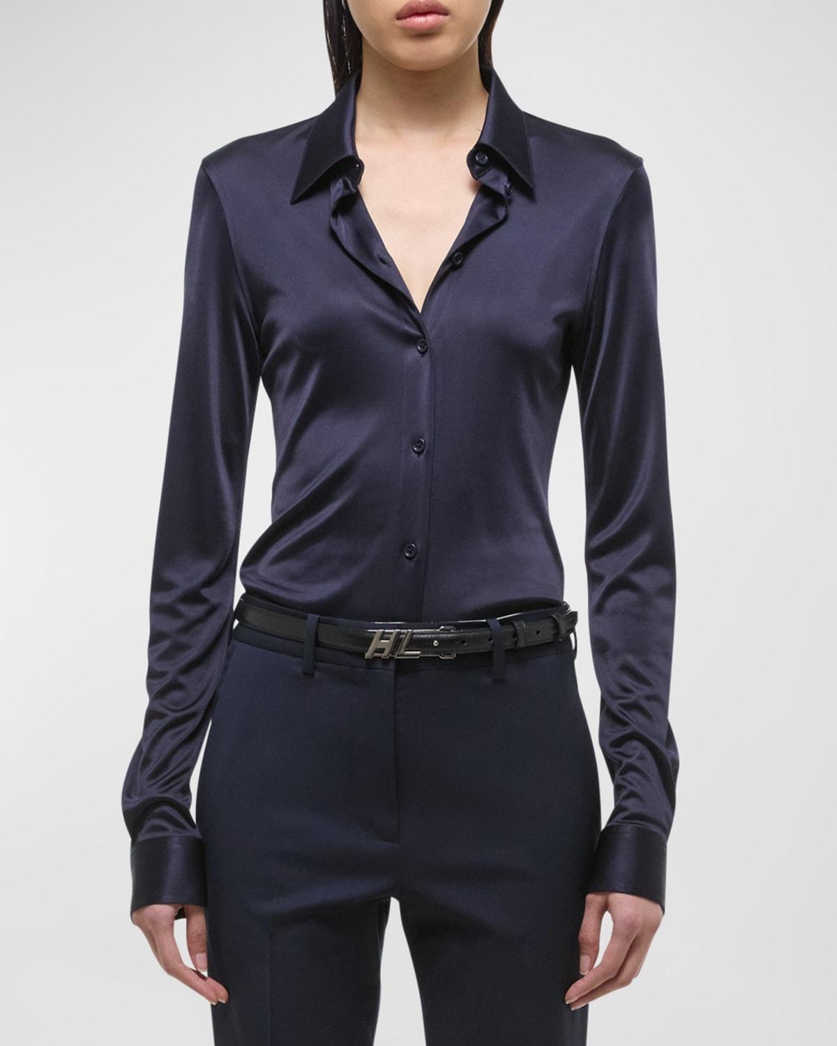 Womens Fluid Long-Sleeve Button-Up Shirt Product Image