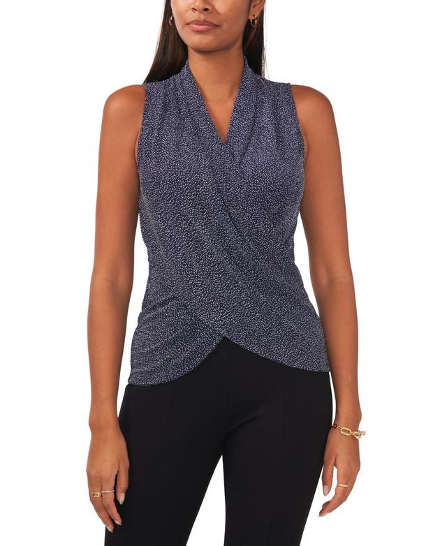 Msk Womens Sleeveless Crossover-Front Glitter Top Product Image