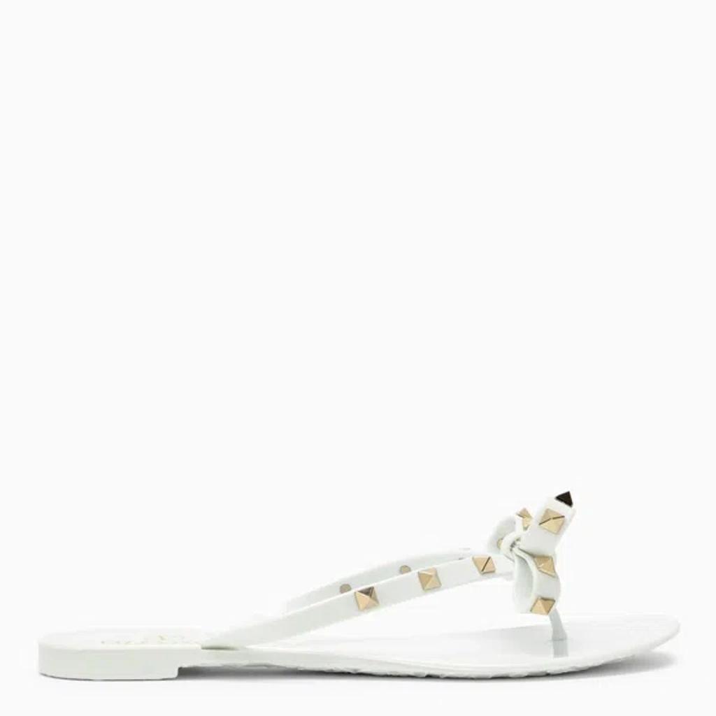 VALENTINO GARAVANI White Rubber Rockstud Flip-flops Women Product Image