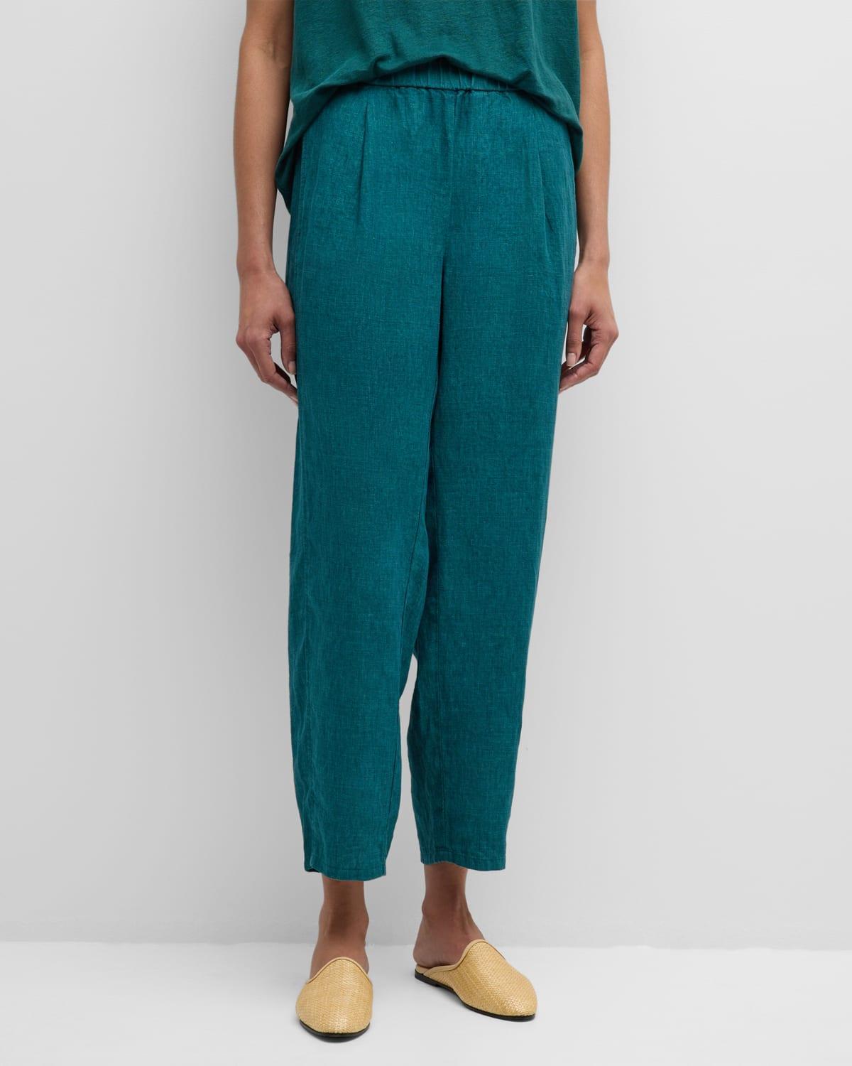 Pleated Cropped Organic Linen Lantern Pants Product Image