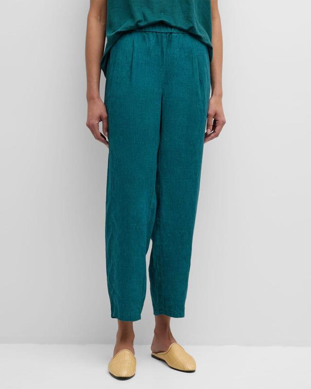 Pleated Cropped Organic Linen Lantern Pants Product Image