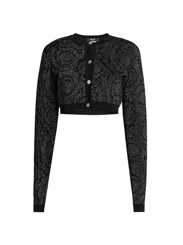 Versace Barocco Metallic Jacquard Crop Cardigan Product Image