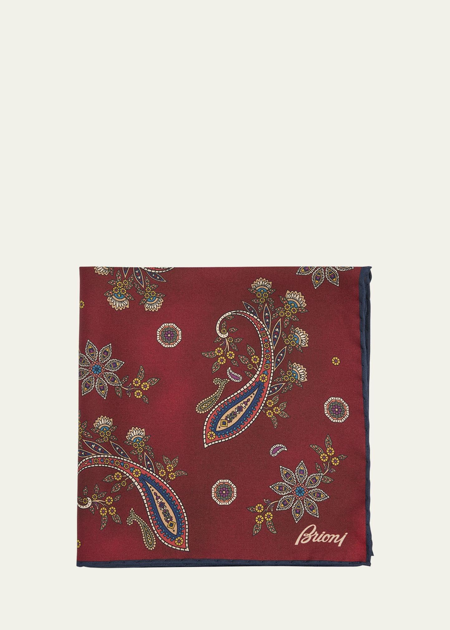 Mens Paisley-Print Silk Pocket Square Product Image