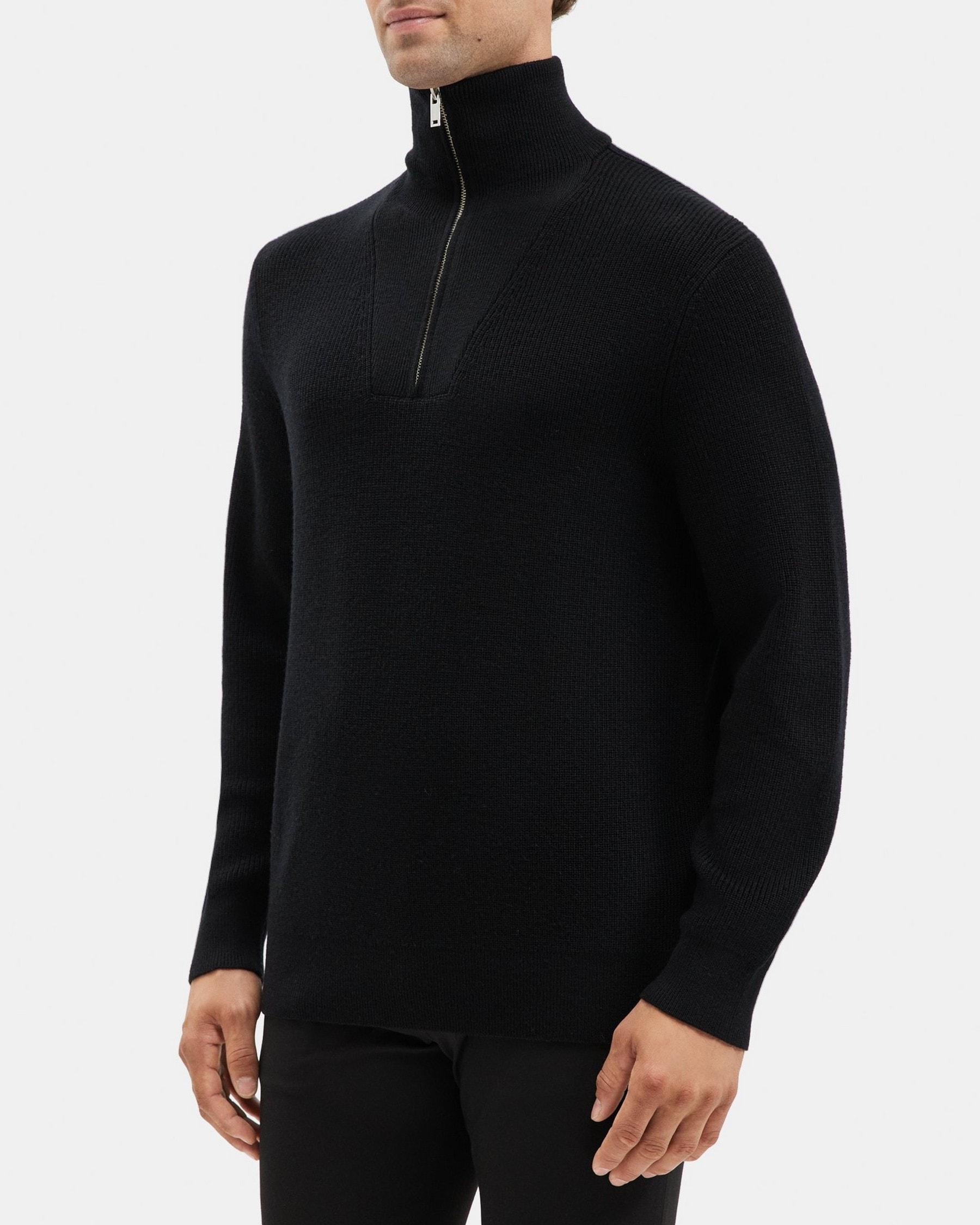 Quarter-Zip Mock Neck Sweater in Merino Wool Product Image