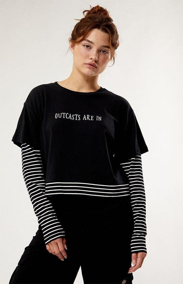 Wednesday Womens Outcasts Are In Long Sleeve T-Shirt - Blackedium Product Image