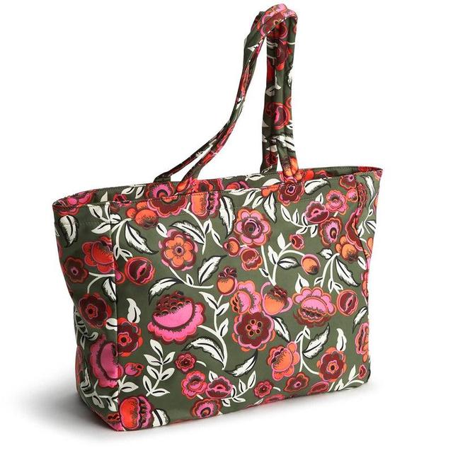 Vera Bradley Hathaway Tote Bag Women in Bubbly Flowers Green Green/Pink Product Image