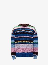 STRIPED CREWNECK SWEATER in blue | JW Anderson US  Product Image